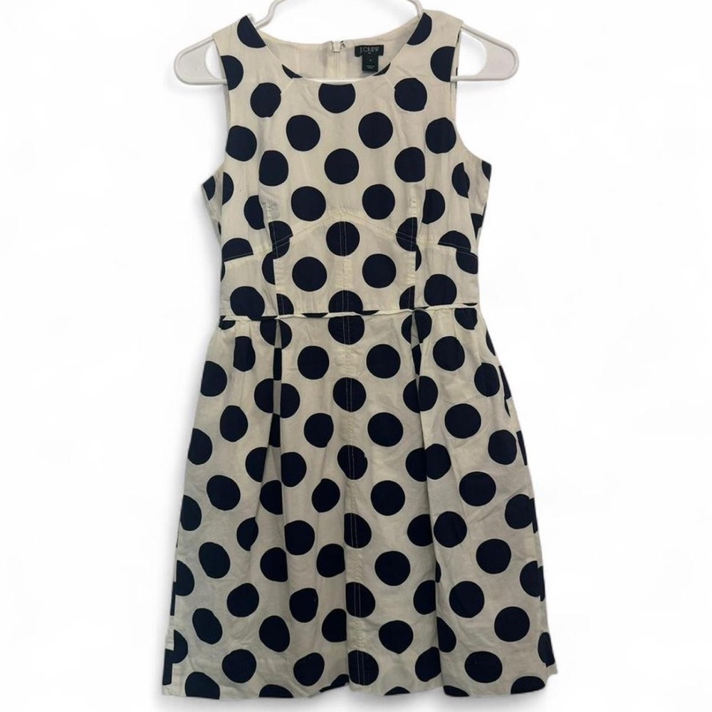 J. Crew—White and Navy Polka Dot Dress